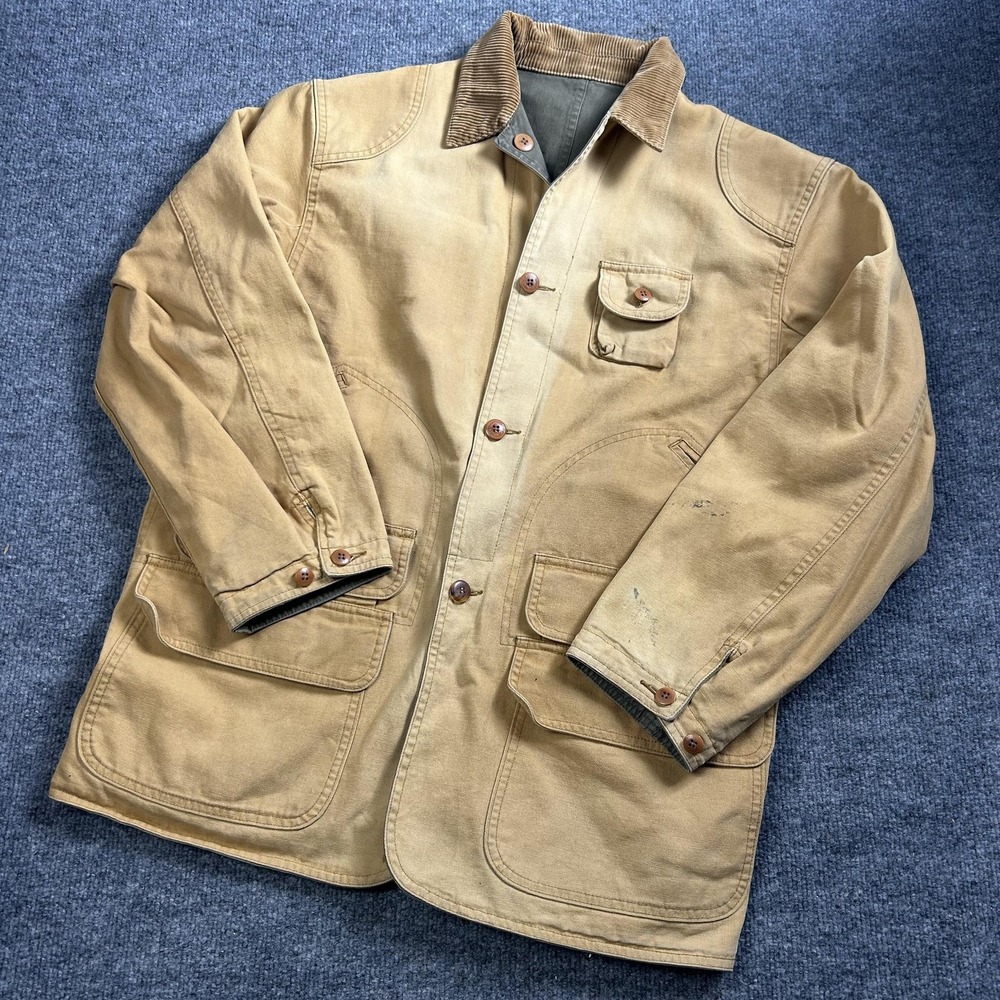 Polo Ralph Lauren Coat Mens Large Tan Green Canvas Reversible Field Barn Chore